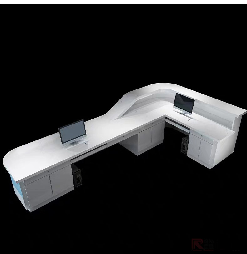 医院弧形大理石前台接待吧台口腔门诊收银台护士站工作分诊桌_2.